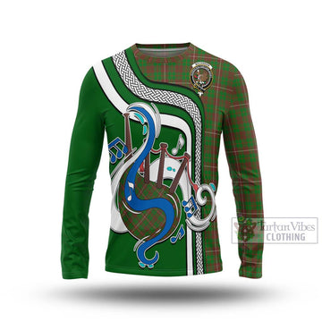 MacKinnon Hunting Modern Tartan Long Sleeve T-Shirt with Epic Bagpipe Style