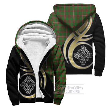 MacKinnon Hunting Modern Tartan Sherpa Hoodie with Family Crest and Celtic Symbol Style