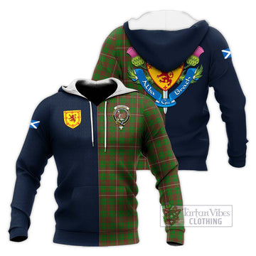 MacKinnon Hunting Modern Tartan Knitted Hoodie Alba with Scottish Lion Royal Arm Half Style