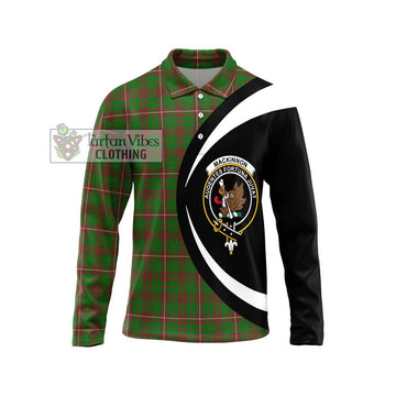 MacKinnon Hunting Modern Tartan Long Sleeve Polo Shirt with Family Crest Circle Style