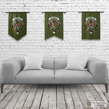 MacKinnon Hunting Modern Tartan Gonfalon, Tartan Banner with Family Crest