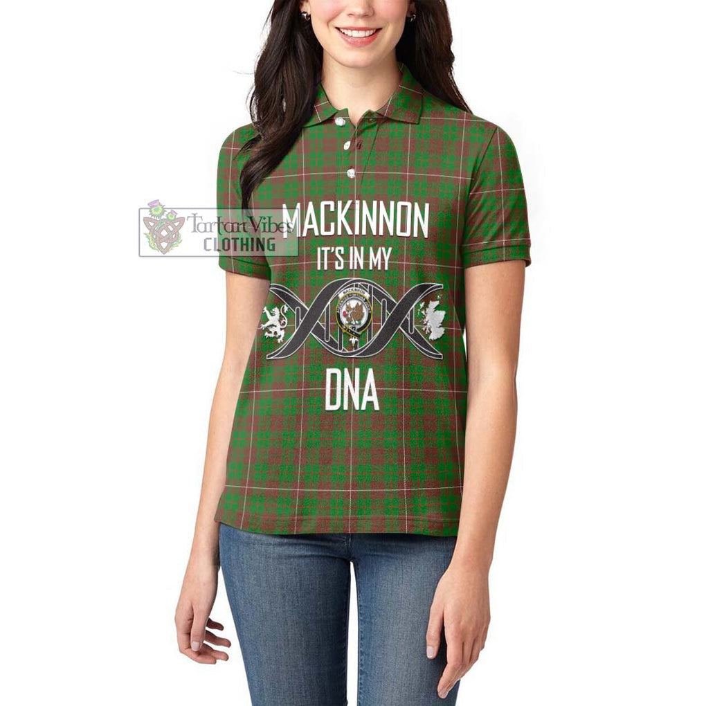 MacKinnon Hunting Modern Tartan Women's Polo Shirt with Family Crest DNA In Me Style Women - Tartanvibesclothing Shop