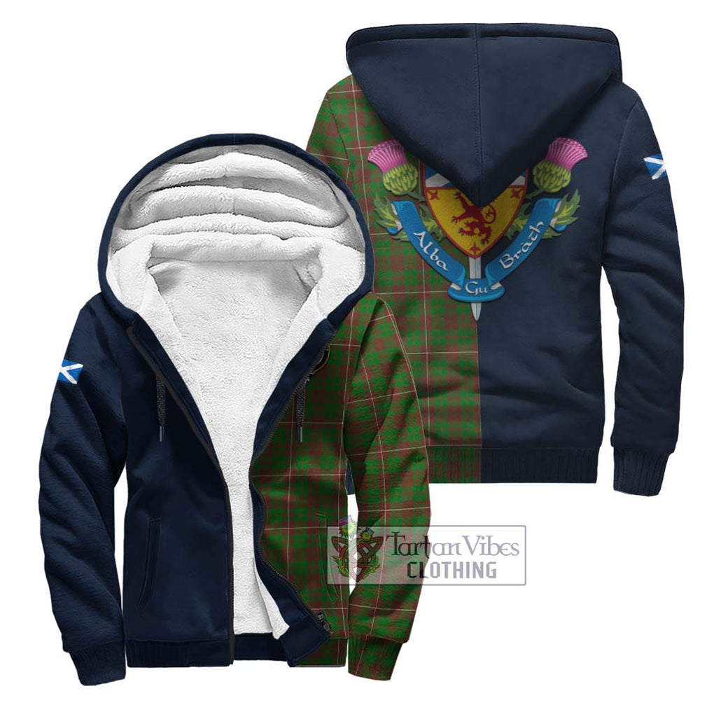 Tartan Vibes Clothing MacKinnon Hunting Modern Tartan Sherpa Hoodie with Scottish Lion Royal Arm Half Style