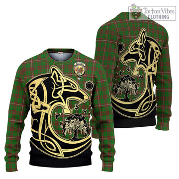 MacKinnon Hunting Modern Tartan Ugly Sweater with Family Crest Celtic Wolf Style