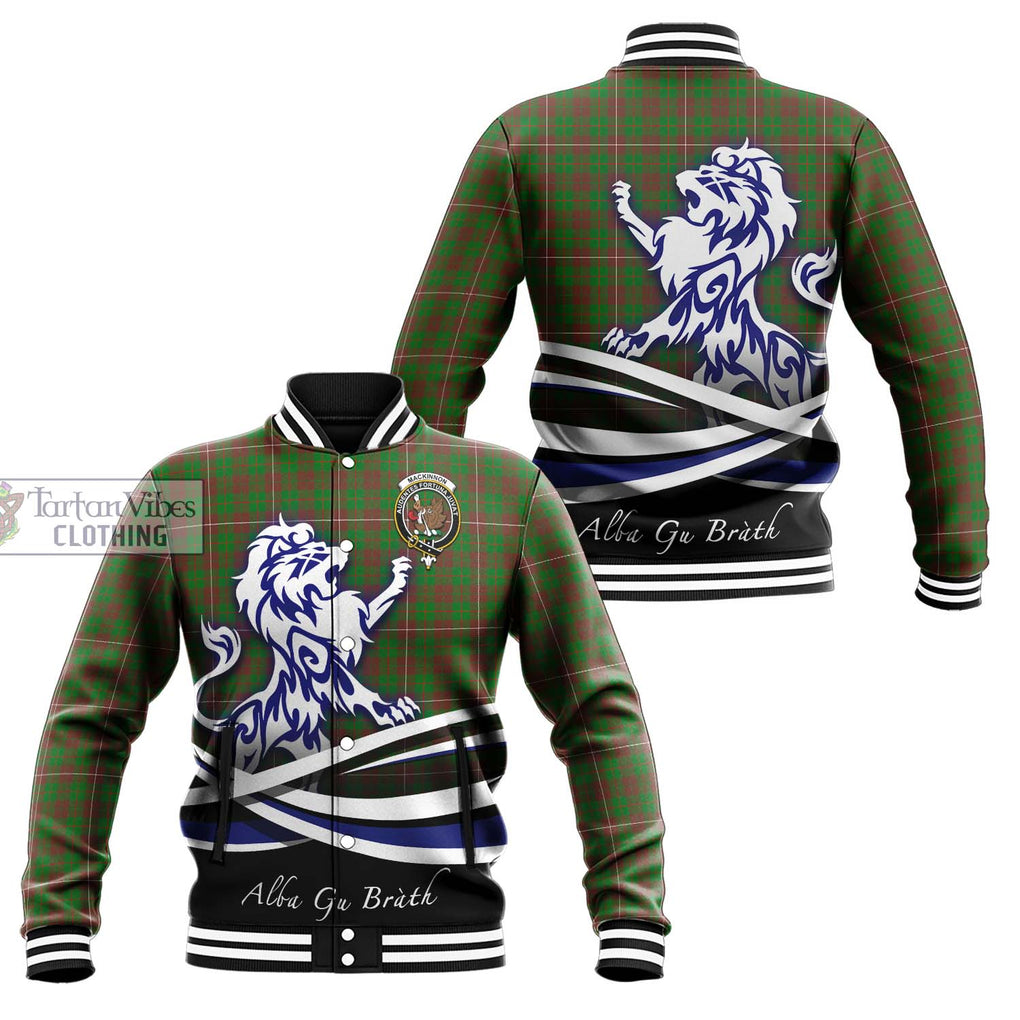 MacKinnon Hunting Modern Tartan Baseball Jacket with Alba Gu Brath Regal Lion Emblem Unisex - Tartanvibesclothing Shop