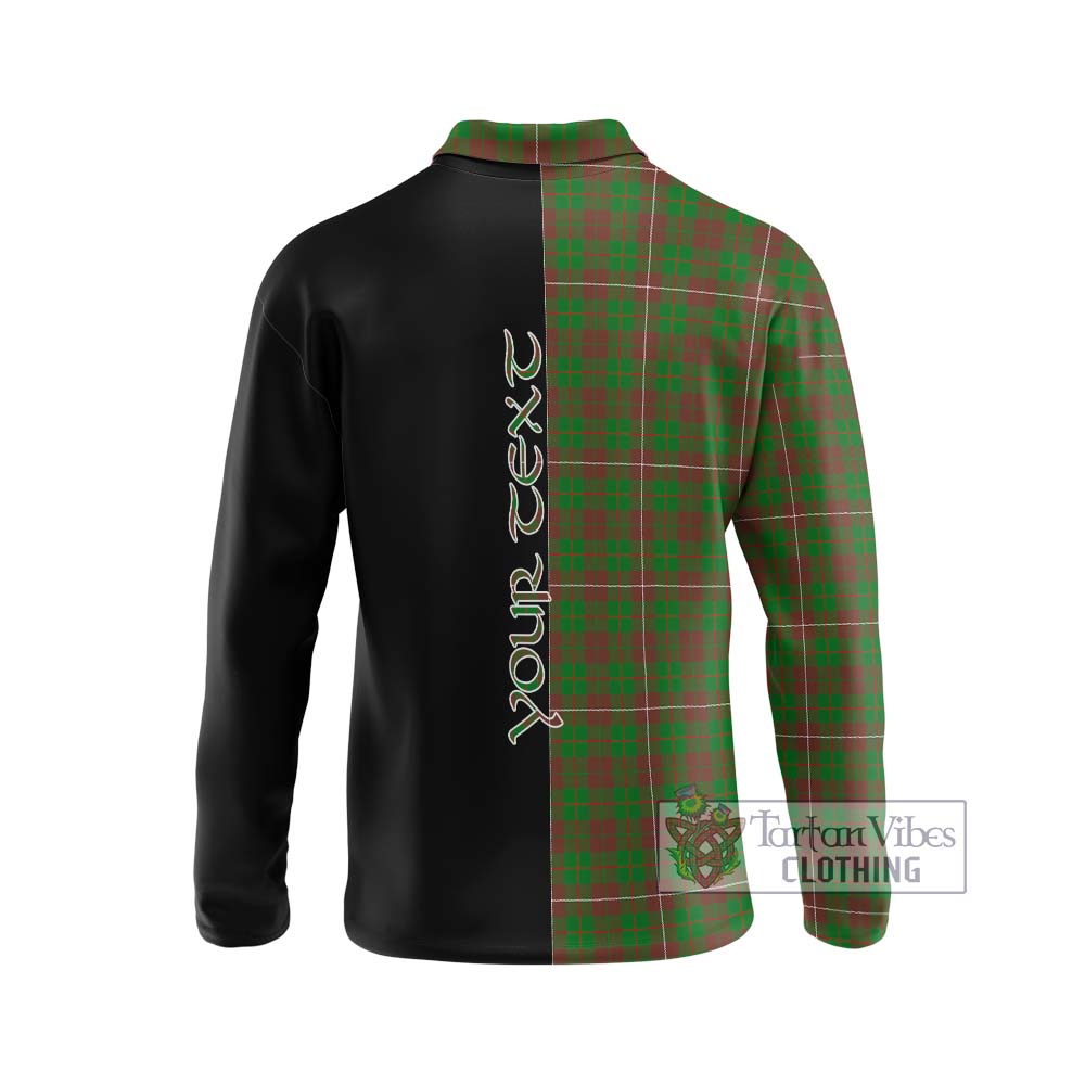 MacKinnon Hunting Modern Tartan Long Sleeve Polo Shirt with Family Crest and Half Of Me Style - Tartanvibesclothing Shop