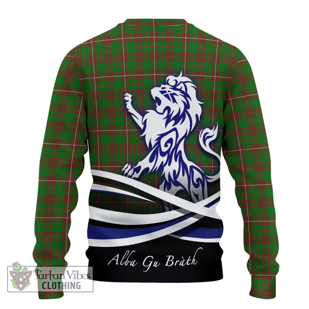 MacKinnon Hunting Modern Tartan Knitted Sweater with Alba Gu Brath Regal Lion Emblem - Tartanvibesclothing Shop