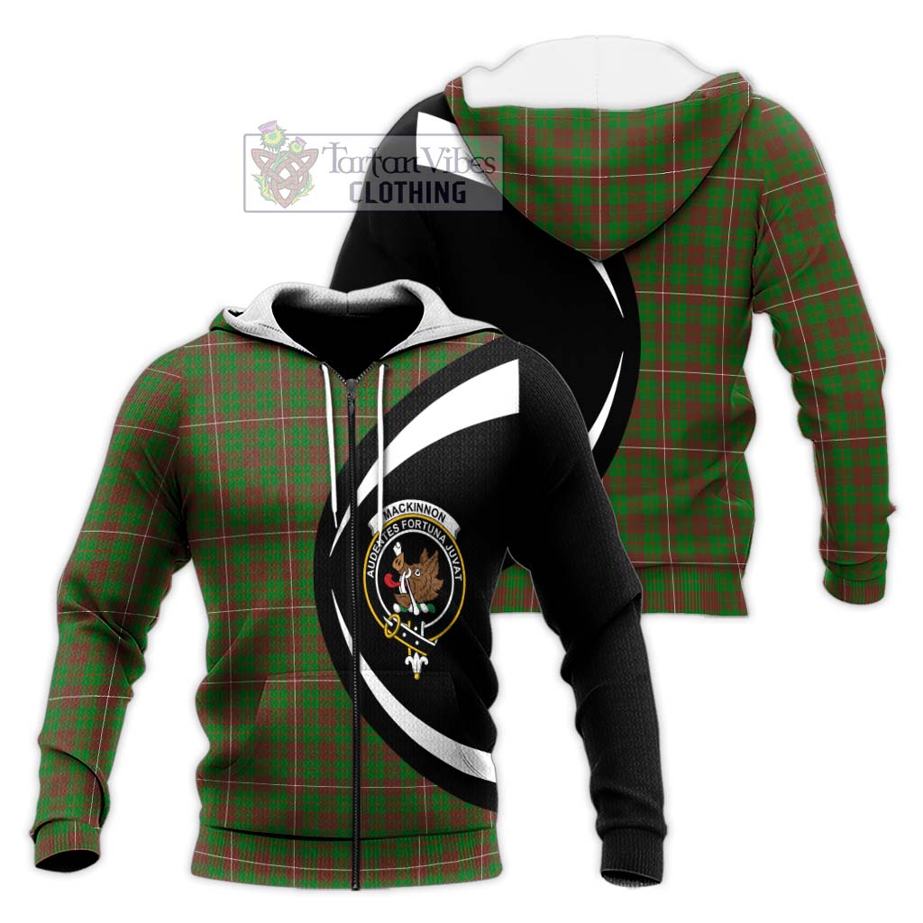 MacKinnon Hunting Modern Tartan Knitted Hoodie with Family Crest Circle Style Unisex Knitted Zip Hoodie - Tartan Vibes Clothing