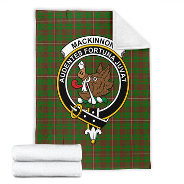 MacKinnon Hunting Modern Tartan Blanket with Family Crest