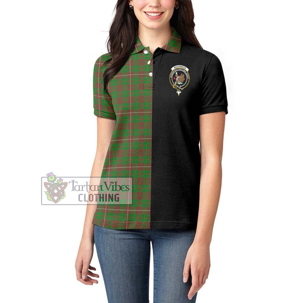 MacKinnon Hunting Modern Tartan Women's Polo Shirt with Family Crest and Half Of Me Style - Tartanvibesclothing Shop