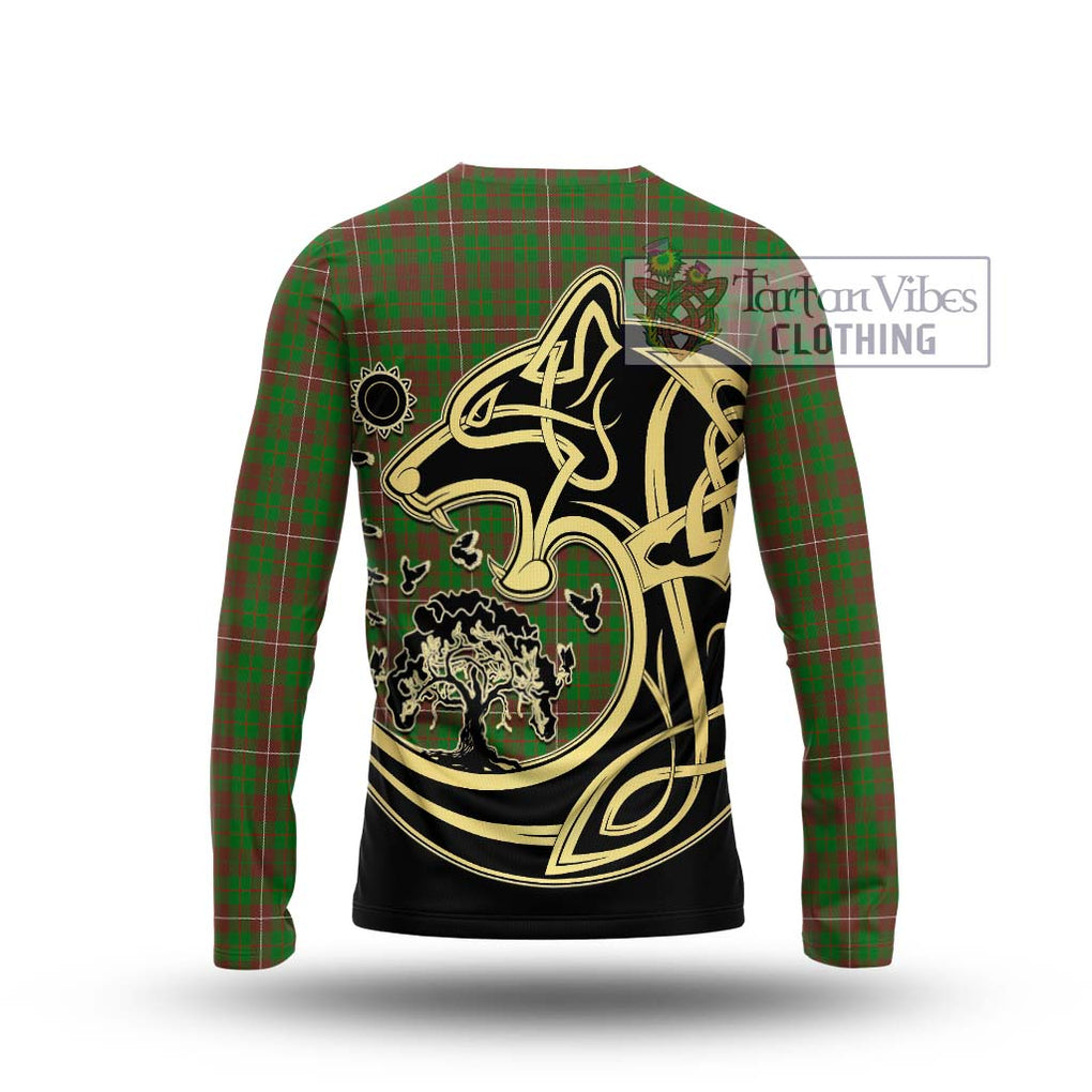 MacKinnon Hunting Modern Tartan Long Sleeve T-Shirt with Family Crest Celtic Wolf Style - Tartan Vibes Clothing