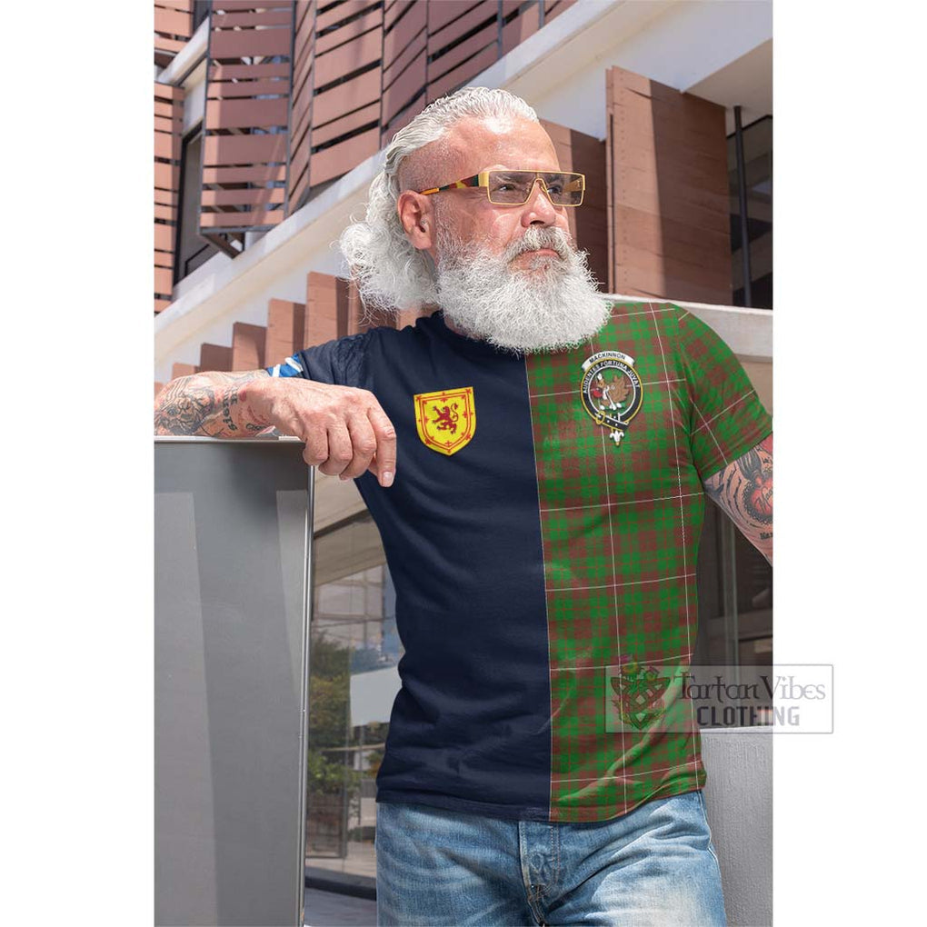 Tartan Vibes Clothing MacKinnon Hunting Modern Tartan Cotton T-shirt with Scottish Lion Royal Arm Half Style