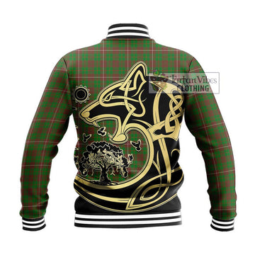 MacKinnon Hunting Modern Tartan Baseball Jacket with Family Crest Celtic Wolf Style