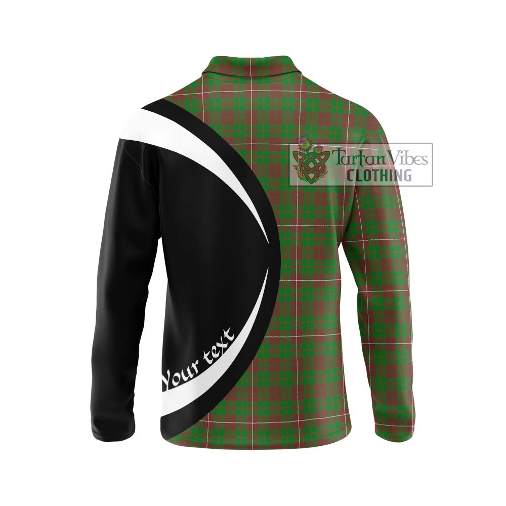 MacKinnon Hunting Modern Tartan Long Sleeve Polo Shirt with Family Crest Circle Style - Tartan Vibes Clothing