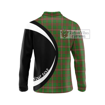 MacKinnon Hunting Modern Tartan Long Sleeve Polo Shirt with Family Crest Circle Style