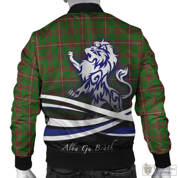 MacKinnon Hunting Modern Tartan Bomber Jacket with Alba Gu Brath Regal Lion Emblem