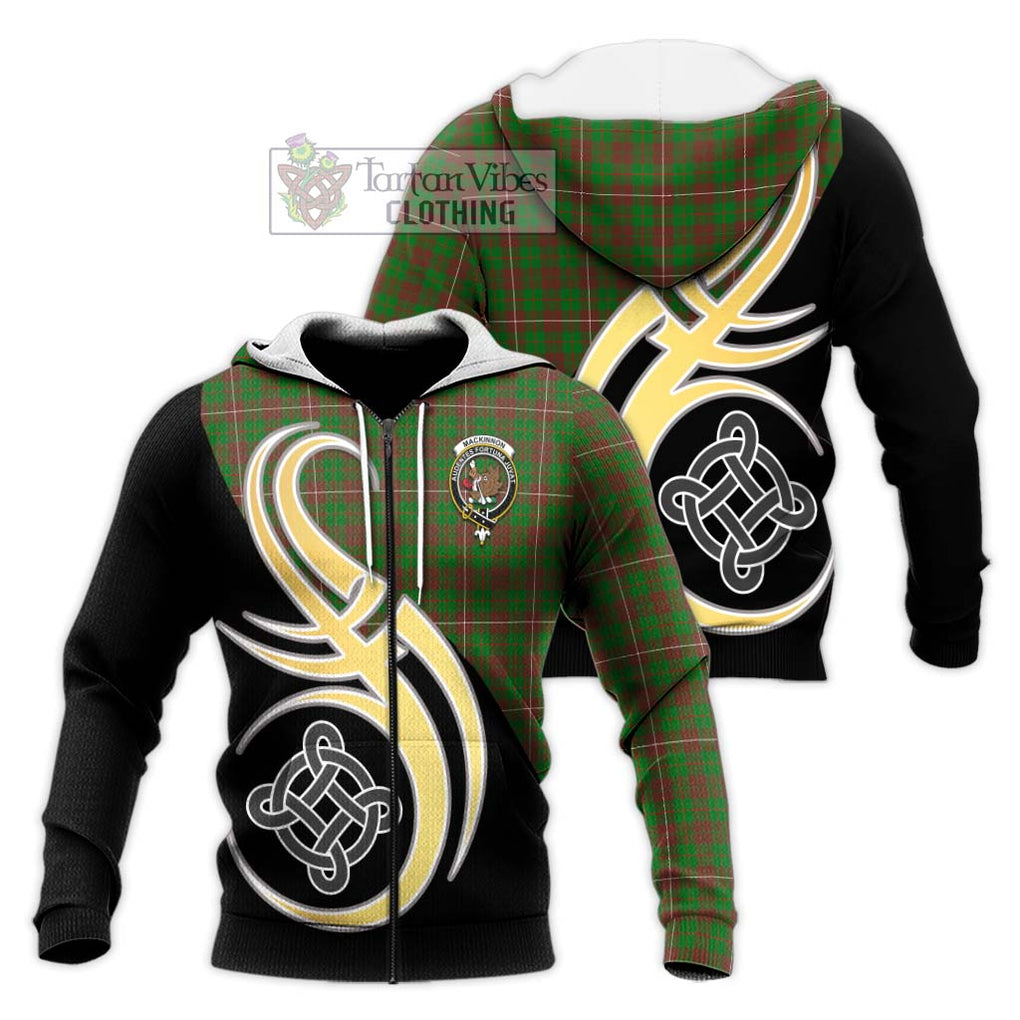 MacKinnon Hunting Modern Tartan Knitted Hoodie with Family Crest and Celtic Symbol Style Unisex Knitted Zip Hoodie - Tartan Vibes Clothing