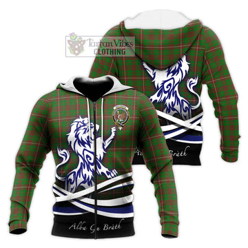 MacKinnon Hunting Modern Tartan Knitted Hoodie with Alba Gu Brath Regal Lion Emblem