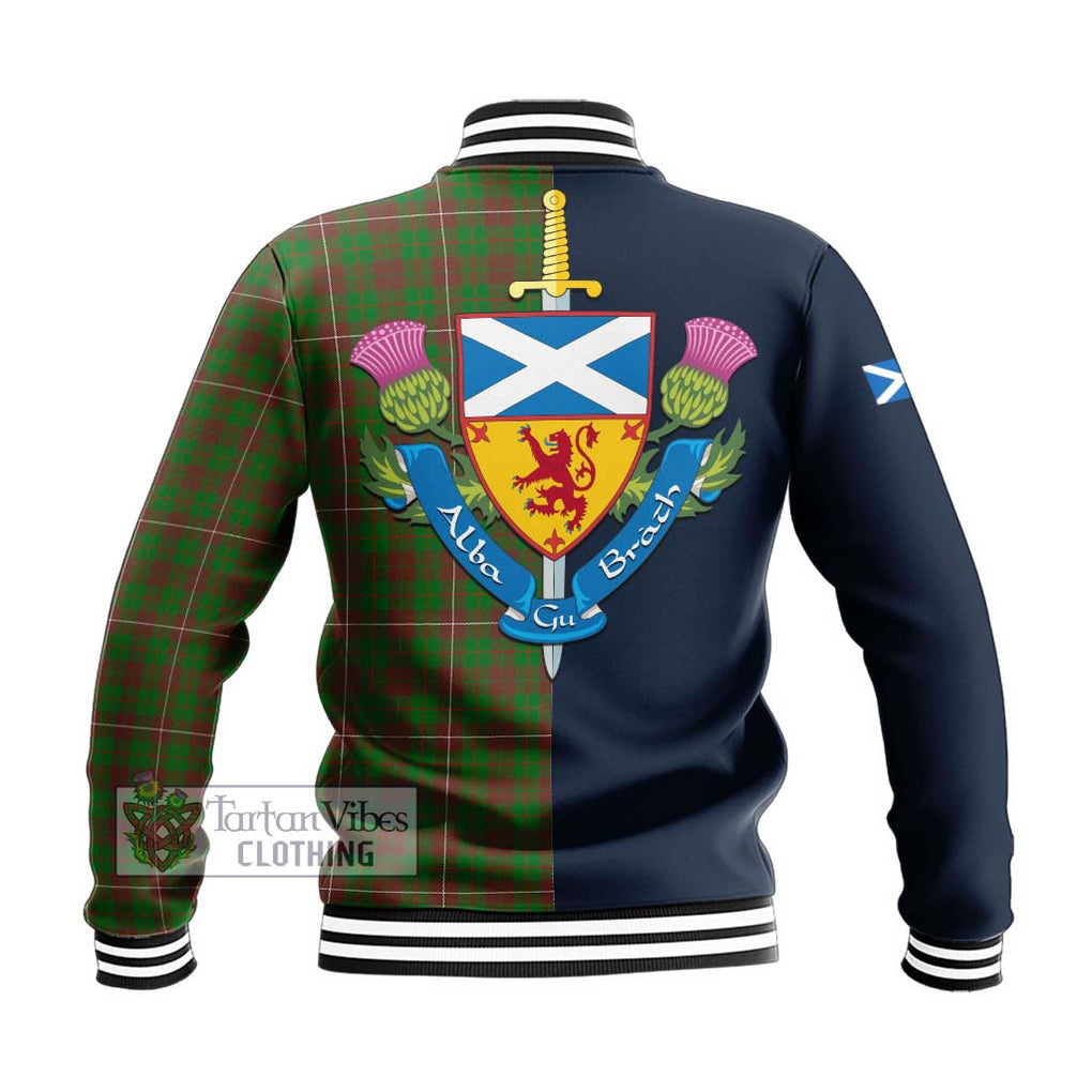 Tartan Vibes Clothing MacKinnon Hunting Modern Tartan Baseball Jacket with Scottish Lion Royal Arm Half Style