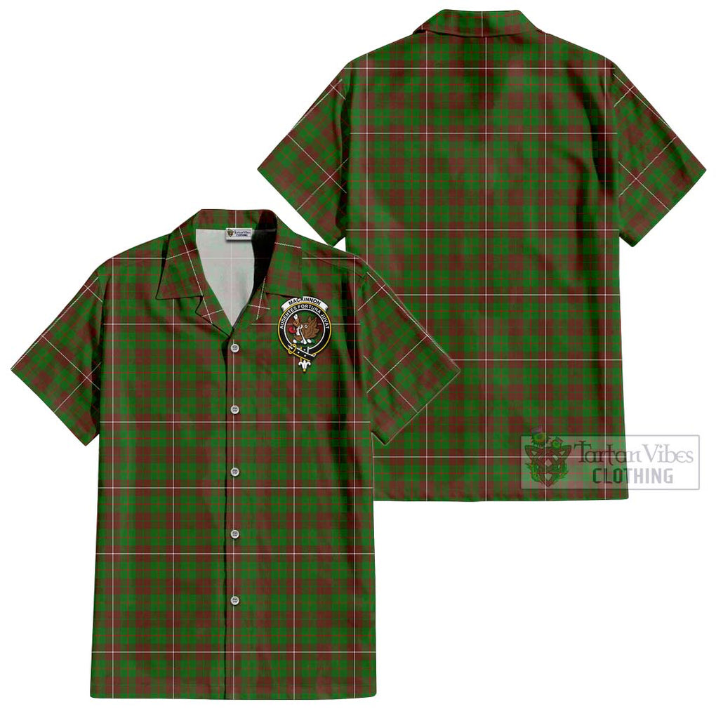 MacKinnon Hunting Modern Tartan Cotton Hawaiian Shirt with Family Crest Kid - Tartan Vibes Clothing