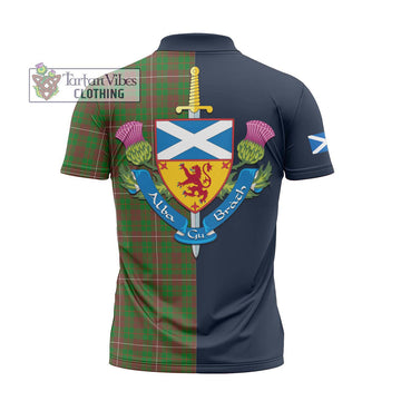 MacKinnon Hunting Modern Tartan Zipper Polo Shirt Alba with Scottish Lion Royal Arm Half Style