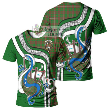 MacKinnon Hunting Modern Tartan T-Shirt with Epic Bagpipe Style