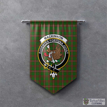 MacKinnon Hunting Modern Tartan Gonfalon, Tartan Banner with Family Crest