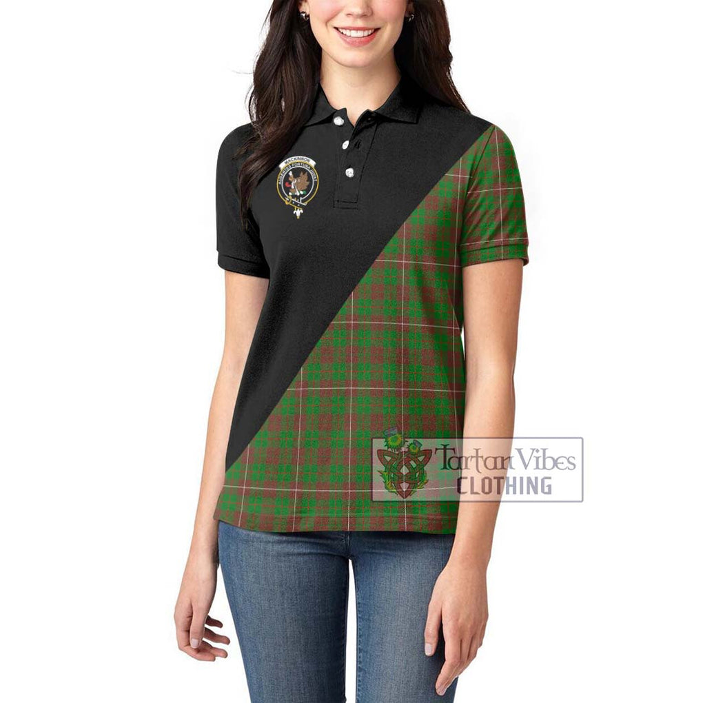 MacKinnon Hunting Modern Tartan Women's Polo Shirt with Family Crest and Military Logo Style - Tartanvibesclothing Shop