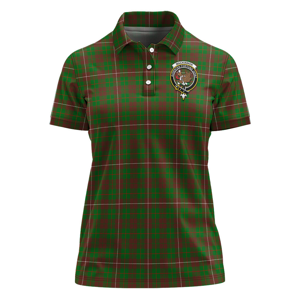 MacKinnon Hunting Modern Tartan Polo Shirt with Family Crest For Women - Tartan Vibes Clothing