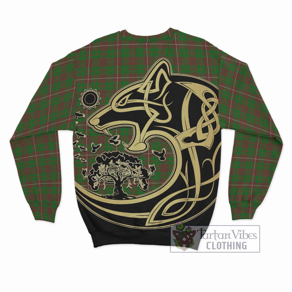 MacKinnon Hunting Modern Tartan Sweatshirt with Family Crest Celtic Wolf Style - Tartan Vibes Clothing