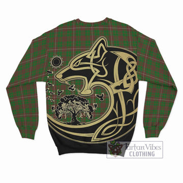 MacKinnon Hunting Modern Tartan Sweatshirt with Family Crest Celtic Wolf Style