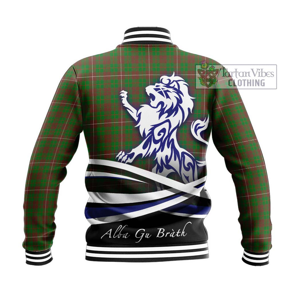 MacKinnon Hunting Modern Tartan Baseball Jacket with Alba Gu Brath Regal Lion Emblem - Tartanvibesclothing Shop