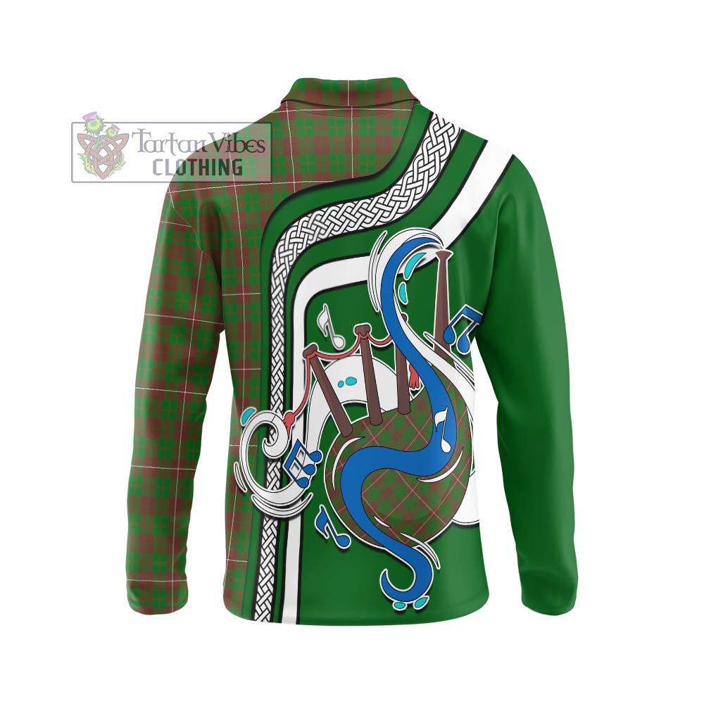 Tartan Vibes Clothing MacKinnon Hunting Modern Tartan Long Sleeve Polo Shirt with Epic Bagpipe Style