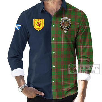 MacKinnon Hunting Modern Tartan Long Sleeve Button Shirt Alba with Scottish Lion Royal Arm Half Style