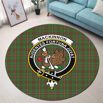 MacKinnon Hunting Modern Tartan Round Rug with Family Crest