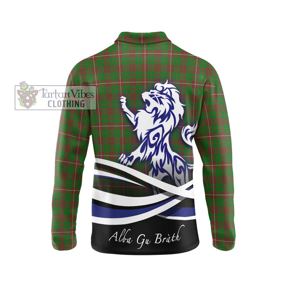 MacKinnon Hunting Modern Tartan Long Sleeve Polo Shirt with Alba Gu Brath Regal Lion Emblem - Tartanvibesclothing Shop