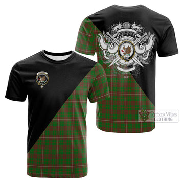 MacKinnon Hunting Modern Tartan Cotton T-shirt with Family Crest and Military Logo Style