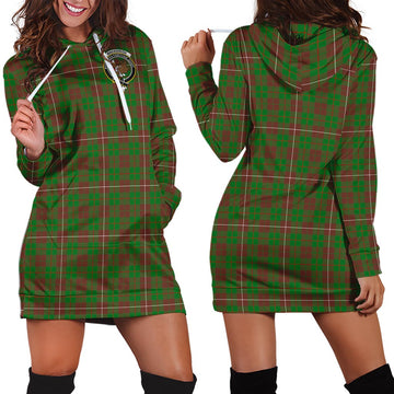 MacKinnon Hunting Modern Tartan Hoodie Dress with Family Crest