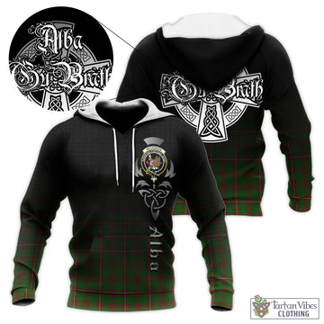 MacKinnon Hunting Modern Tartan Knitted Hoodie Featuring Alba Gu Brath Family Crest Celtic Inspired