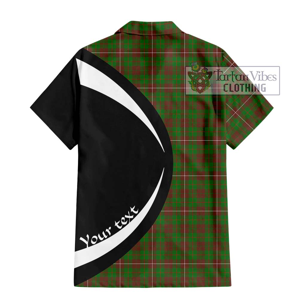 MacKinnon Hunting Modern Tartan Short Sleeve Button Up with Family Crest Circle Style - Tartan Vibes Clothing