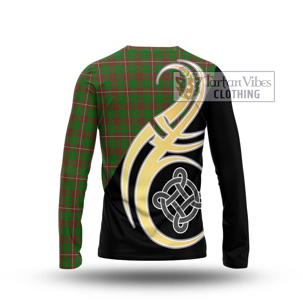 MacKinnon Hunting Modern Tartan Long Sleeve T-Shirt with Family Crest and Celtic Symbol Style - Tartan Vibes Clothing