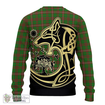 MacKinnon Hunting Modern Tartan Ugly Sweater with Family Crest Celtic Wolf Style