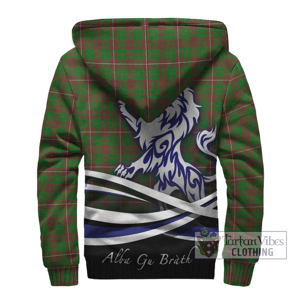 MacKinnon Hunting Modern Tartan Sherpa Hoodie with Alba Gu Brath Regal Lion Emblem - Tartanvibesclothing Shop