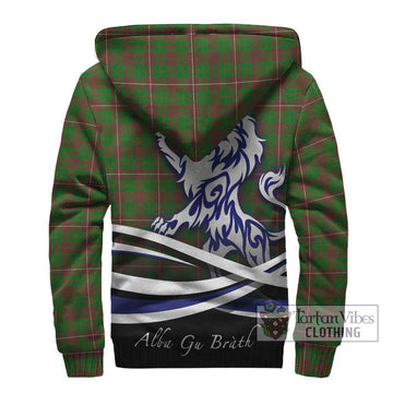 MacKinnon Hunting Modern Tartan Sherpa Hoodie with Alba Gu Brath Regal Lion Emblem