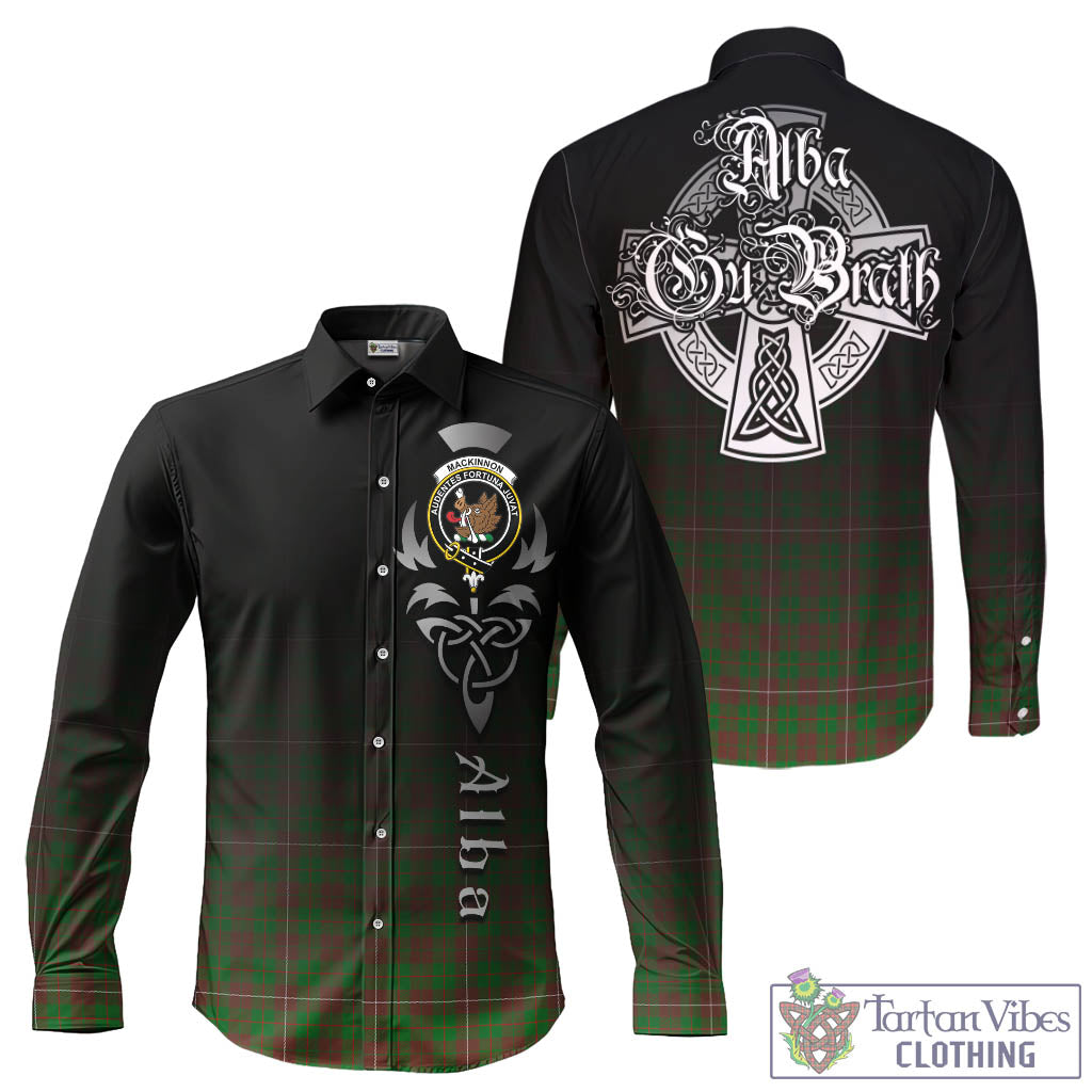 Tartan Vibes Clothing MacKinnon Hunting Modern Tartan Long Sleeve Button Up Featuring Alba Gu Brath Family Crest Celtic Inspired