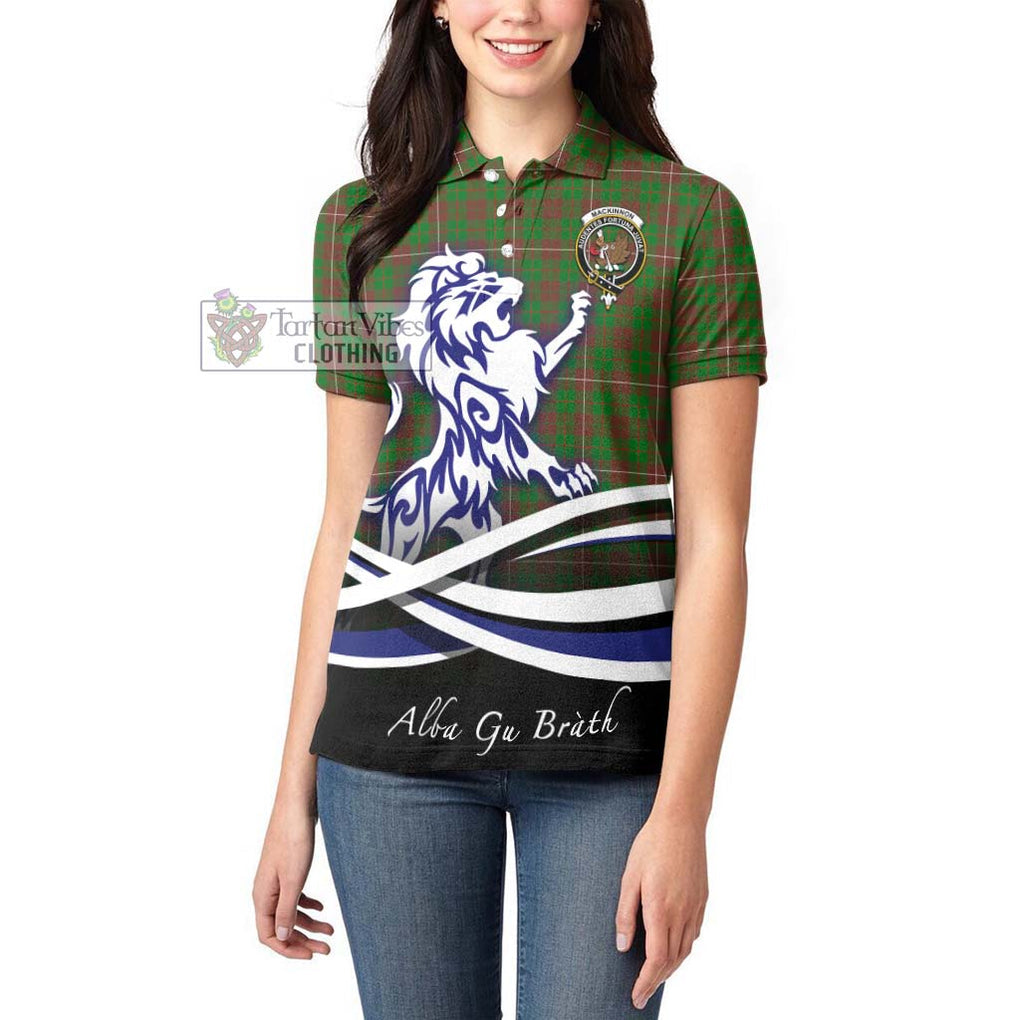 MacKinnon Hunting Modern Tartan Women's Polo Shirt with Alba Gu Brath Regal Lion Emblem - Tartanvibesclothing Shop