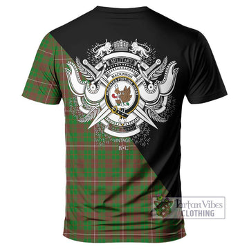 MacKinnon Hunting Modern Tartan T-Shirt with Family Crest and Military Logo Style