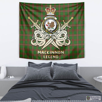 MacKinnon Hunting Modern Tartan Tapestry with Clan Crest and the Golden Sword of Courageous Legacy