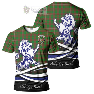 MacKinnon Hunting Modern Tartan Cotton T-shirt with Alba Gu Brath Regal Lion Emblem