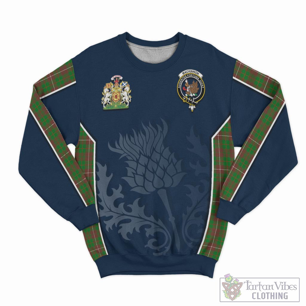 Tartan Vibes Clothing MacKinnon Hunting Modern Tartan Sweatshirt with Family Crest and Scottish Thistle Vibes Sport Style